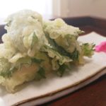 タケノコと青紫蘇の天ぷら 梅塩と一緒に!