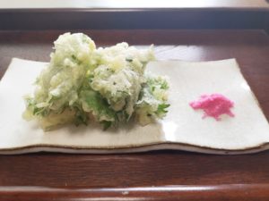 タケノコと青紫蘇の天ぷら 梅塩と一緒に 梅干梅子の365日梅ｌｉｆｅ
