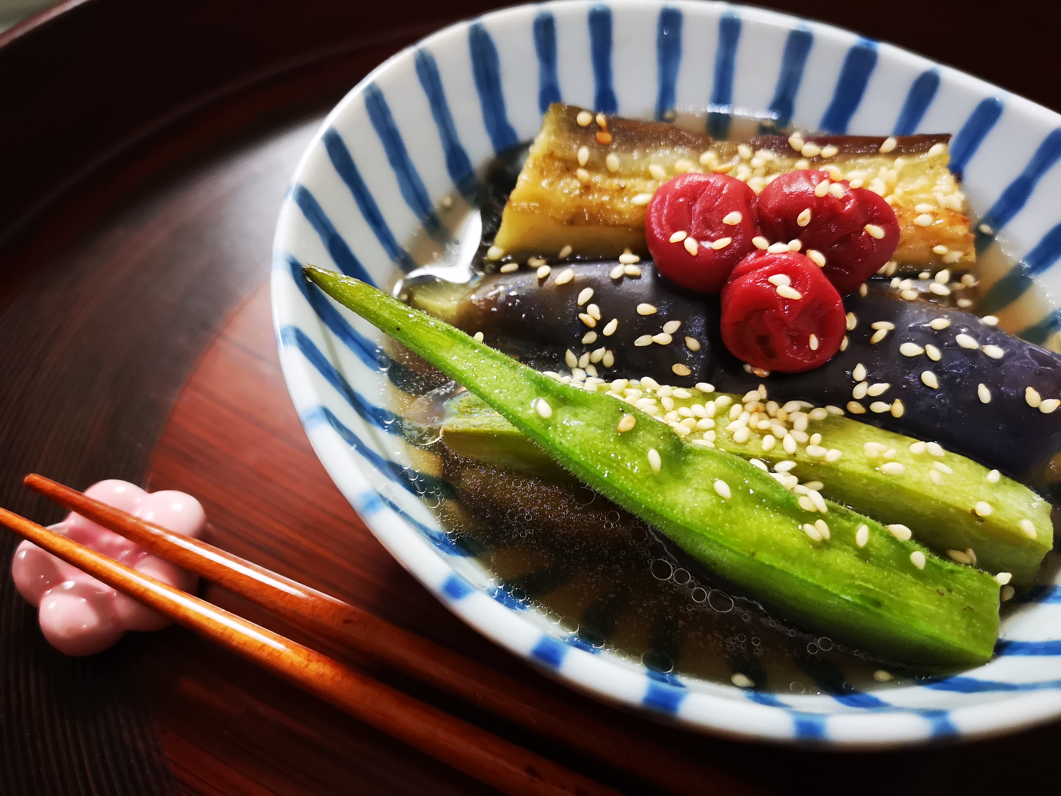 夏野菜のお浸し トマトの代わりに梅干しを