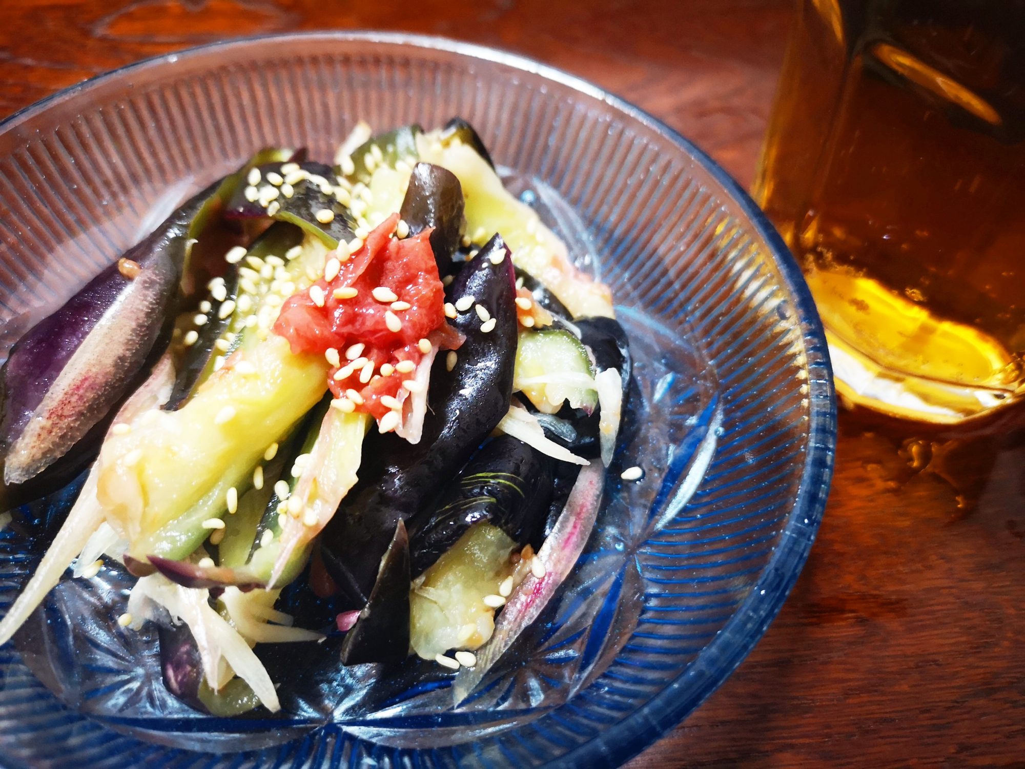 茄子とみょうがの梅和え
